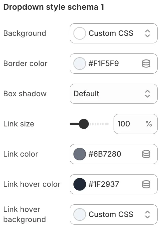 Dropdown Style Schema