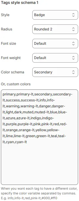 Tags Style Schema