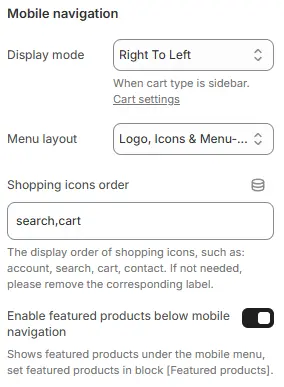Mobile navigation settings