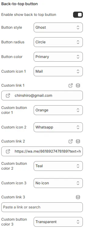 Back-to-top button settings