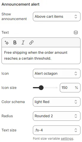Announcement Alert settings