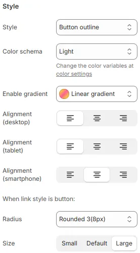 Button Style settings