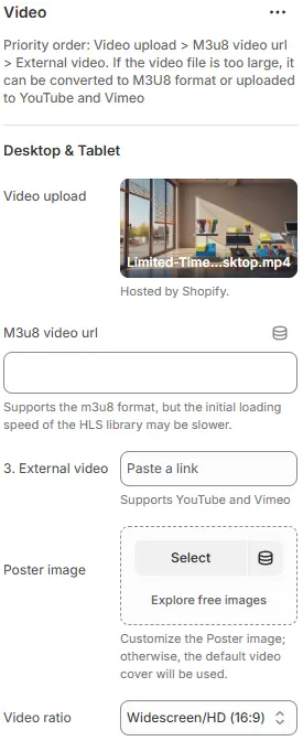 Video block settings