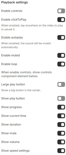 Video Playback Settings settings