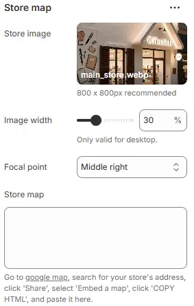 Store Map block settings