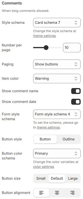 Comments settings