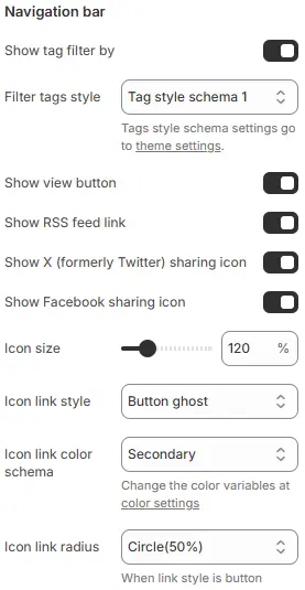 Blog Posts Lists settings