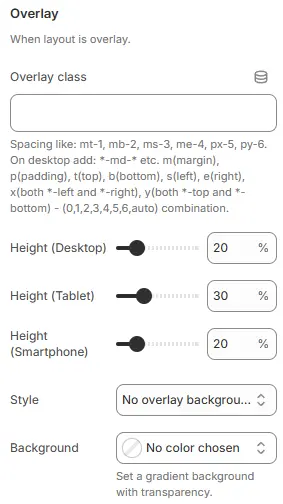 Overlay settings