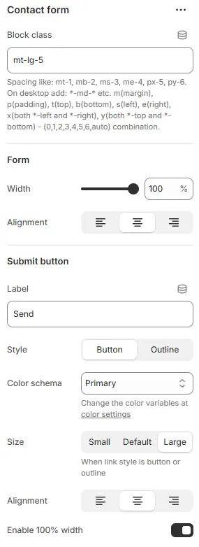 Contact Form Settings