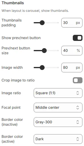 Thumbnails Settings