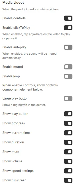 Media Videos Settings