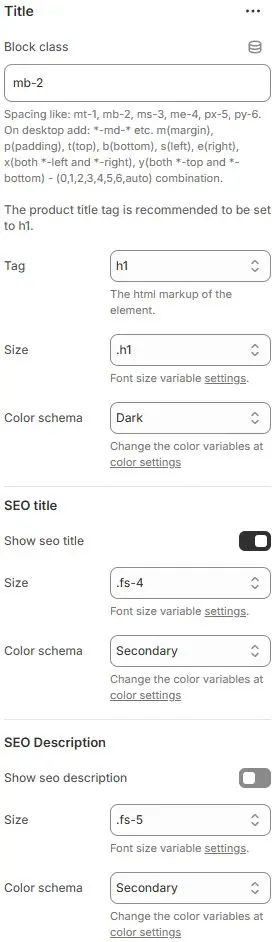 Product title settings