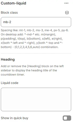 Custom Liquid settings