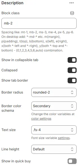 Description settings