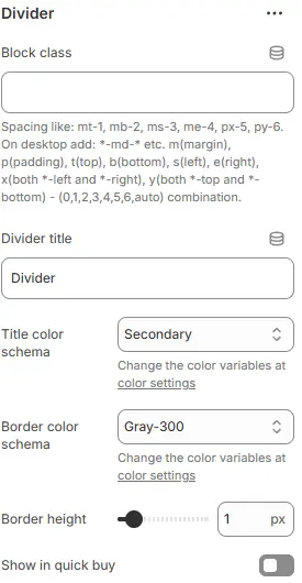 Divider settings