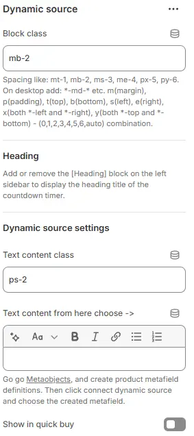 Dynamic Source settings