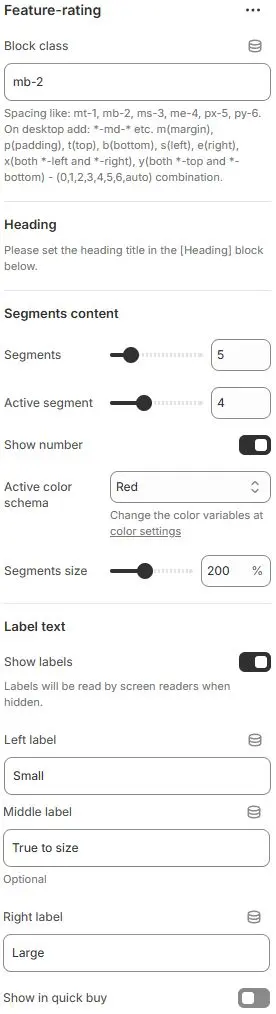 Feature Rating settings