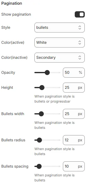 Pagination Settings