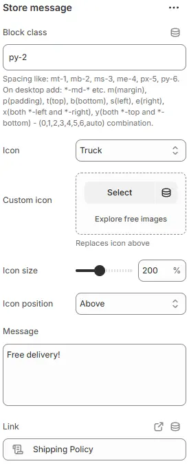 Store Message Settings
