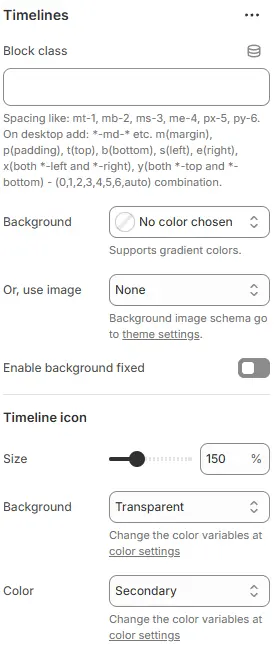 Timelines Settings