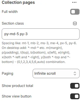 Collections settings
