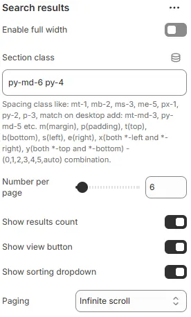 Search settings