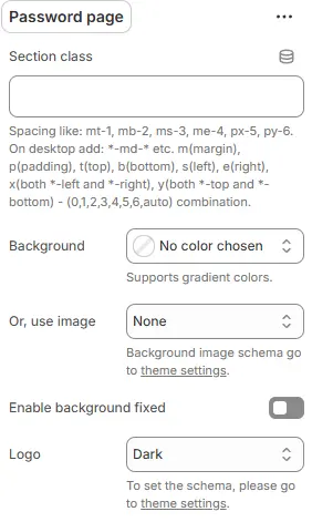 Password settings