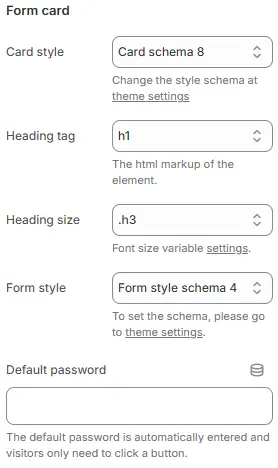 Form Card settings