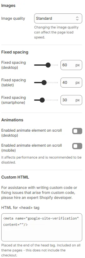 Advanced settings
