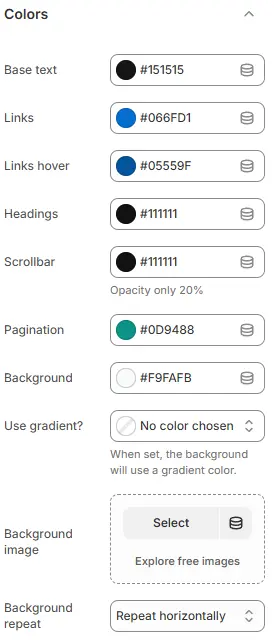 Colors settings