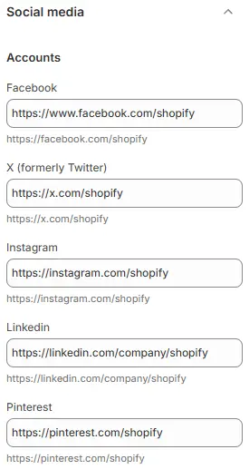 Social Media settings